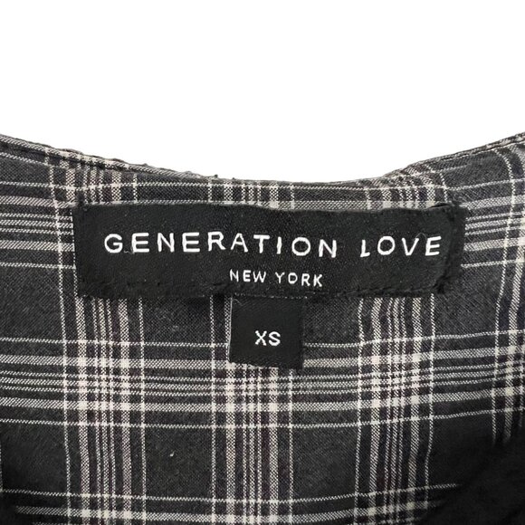 Generation Love Black Waffle Knit Plaid Layered Back Split Sweater Size XSmall - Picture 7 of 7